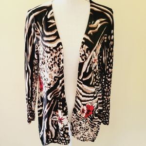 Cache floral animal print cardigan size large